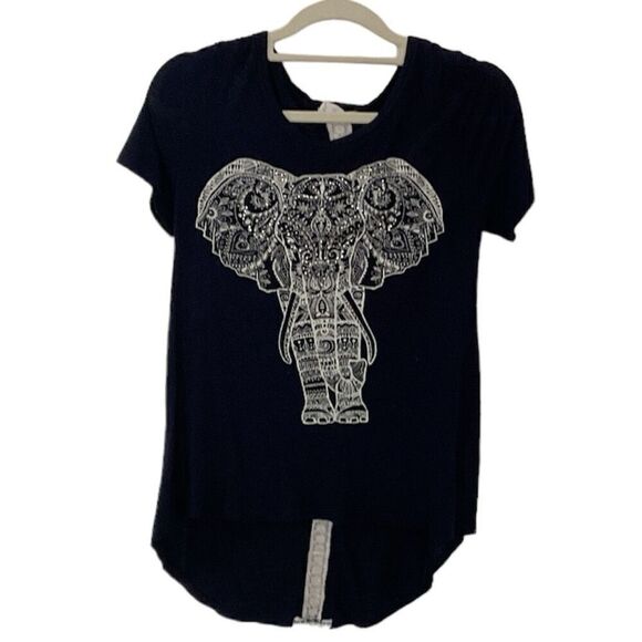 Navy Hi-Lo Tee with Embellishments M - Picture 2 of 4